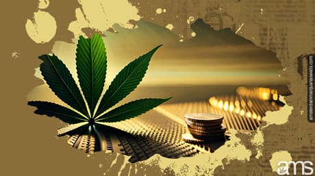 cannabis leaf with coins