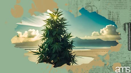 Marijuana plant growing on the coast of Cyprus