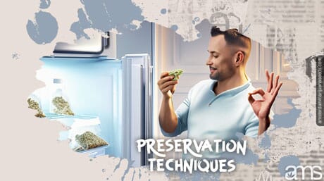 man puts cannabis seeds in fridge