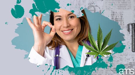 Doctor approves with a cannabis leaf