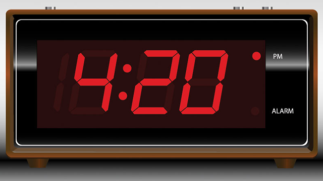 clock indicating it is 420 o'clock