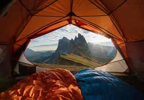 mountain view from a tent