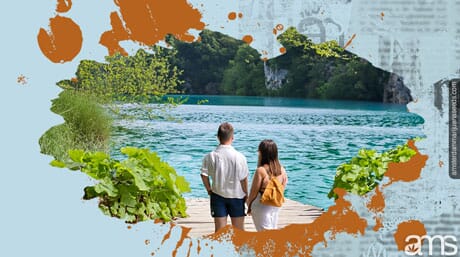 couple at the Plitvice lakes