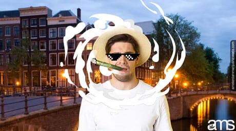 tourist smoking in Amsterdam